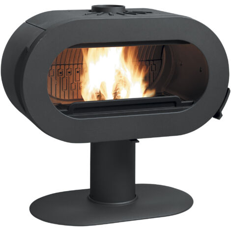 Invicta – Poêle à bois 10 kW – Fonte intégrale – Longueur bûche 60 cm – Départ fumées dessus – Rendement 76 % – Label Flamme Verte 7 étoiles (1/4)
