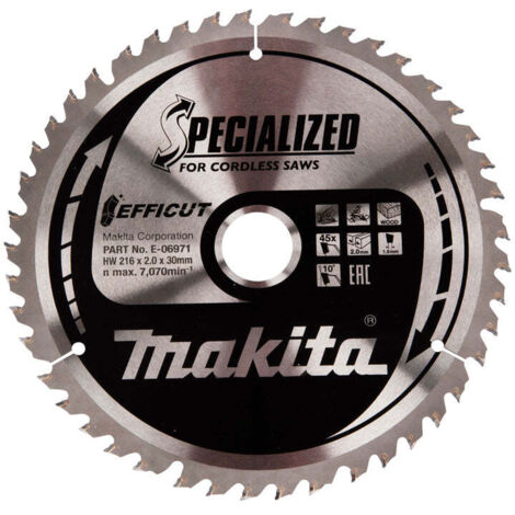 LAME CARBURE EFFICUT BOIS 216x30MM 45D MAKITA E-06971