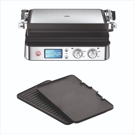 Grill multifonctions - BRAUN - Multi Grill 9 - 2000 W - 3 positions de chauffe - Noir / Acier (1/5)