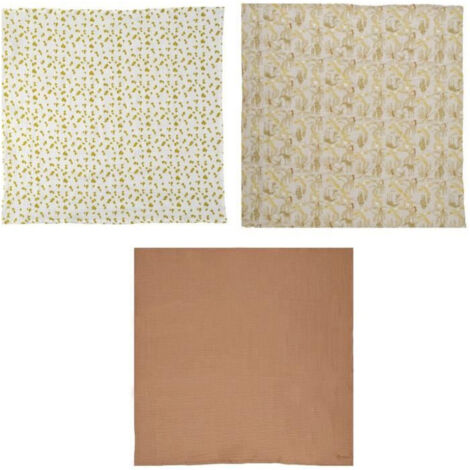 Lot de 3 langes - DOMIVA - Honey Moon - Mousseline de coton - Doux et respirants (1/3)