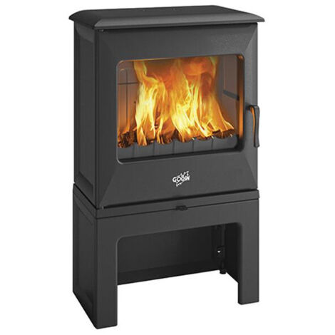 Godin – Poêle à bois compact 5 kW – Pour bûches de 33 cm – Sortie de fumées Ø125 mm – Rendement élevé – Flamme Verte 7 étoiles - 388150peintanthracite (1/2)