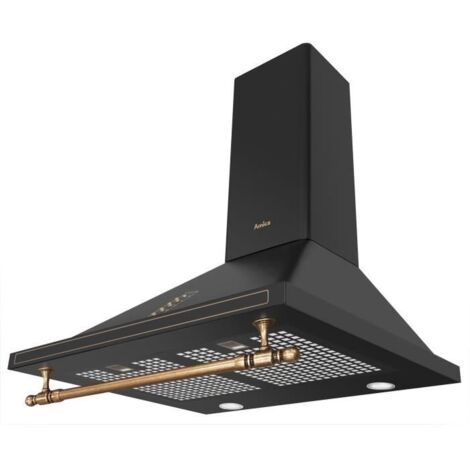 Amica – Hotte décorative murale 76/104 x 60 x 50 cm – Aspiration efficace – Éclairage LED – Noir (1/5)