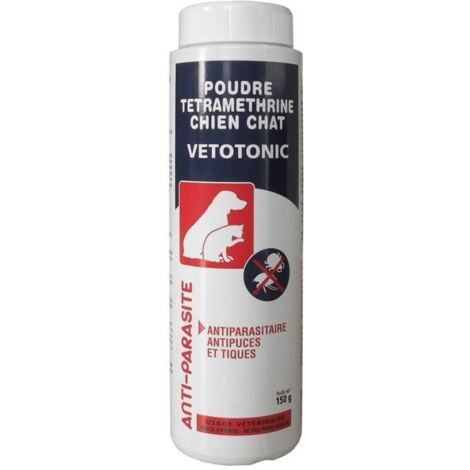 Poudre Anti-puces et tiques tétraméthrine - VETOCANIS - Pour Chien et Chat (1/3)