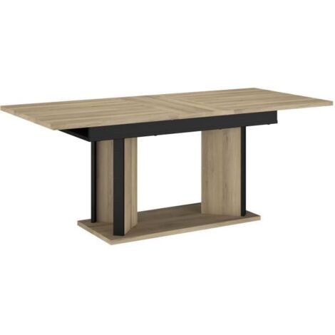 Table a manger avec allonge - OSTARA - Rectangulaire - Chene / Noir - 8 personnes - 160/199,8 x 90 x 78 cm - PARISOT (1/5)