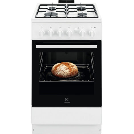 Electrolux – Gazinière 4 foyers à gaz – Four à convection naturelle 59L – Classe énergétique A – Nettoyage manuel – Dimensions H85,5 x L50 x P60 cm - LKG500013W