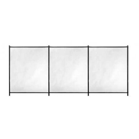 GRE – Barrière de piscine souple pré-montée 3m x H 1,33m – Toile recoupable – 4 poteaux en aluminium – Caches discrets pour inserts (1/5)
