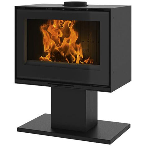 Godin – Poêle à bois étanche 10 kW – Longueur bûche 50 cm – Sortie fumées Ø180 mm – Flamme Verte 7 étoiles – Corps en fonte (1/2)