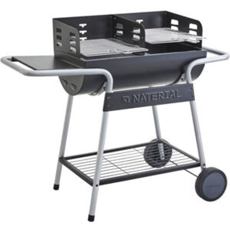 Barbecue charbon noir 10 personnes – Système Quickstart – Grille chromée 56x34 cm – Tôle émaillée – Dimensions 59x35x99,5 cm – Barbecook
