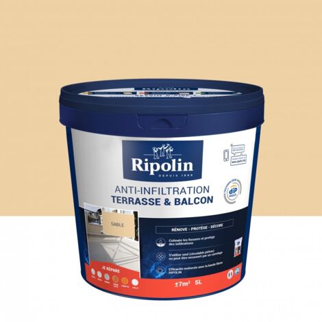 Ripolin – Imperméabilisant anti-infiltrations pour terrasses et balcons – 5 L – Formule 3 en 1 pour colmatage et étanchéité – Résistant aux intempéries (1/5)