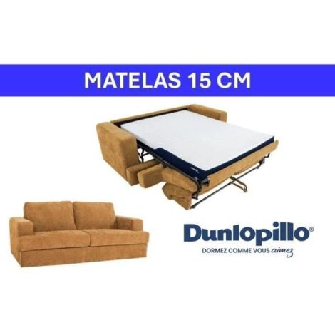 Canapé convertible express - 3 places - IGOR - Tissu gauffré - Ocre - Matelas 15 cm - 231 x 107 x 90 cm (1/5)