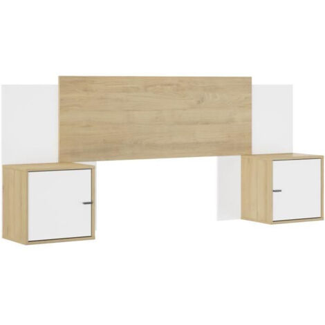 Tete de lit - ALIX - Extensible - Châtaignier naturel / Blanc - 246/226/206 x 34 x 91 cm - DIAGONE (1/5)