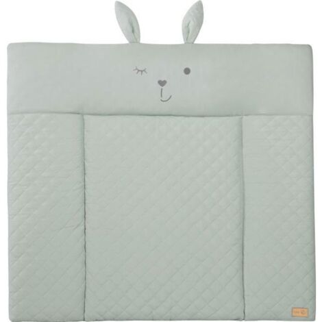 Matelas a langer - ROBA - Visage de lapin - 85 x 75 cm - Vert givré