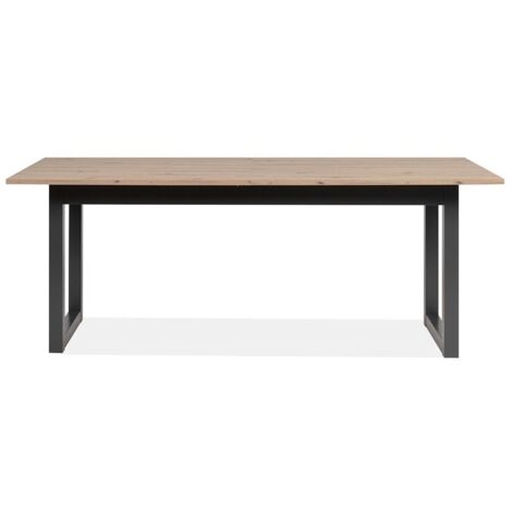 Table à manger extensible chêne et anthracite 200/240 cm – 12 couverts – Style industriel – Rallonge 40 cm intégrée (1/5)