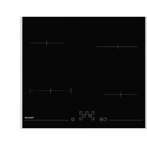 Sharp – Table de cuisson vitrocéramique 4 foyers 5900W – Largeur 59 cm – Zone de cuisson modulable – Commande tactile numérique - KH6V08FT0K
