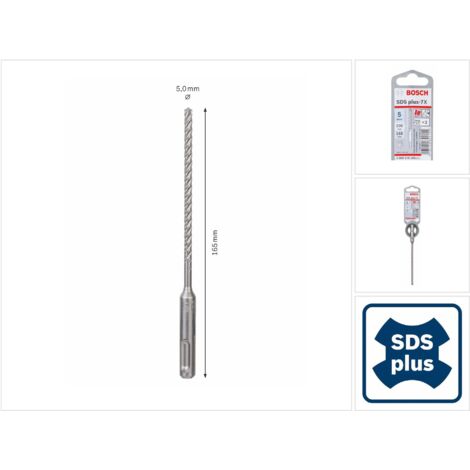 Foret béton SDS Plus diamètre 5 x 165 mm longueur utile 100 mm - multitaillants 7X - BOSCH - 2608576105