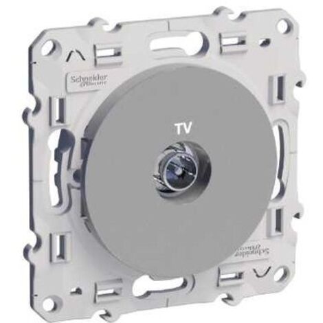 Prise TV coaxiale Schneider Electric ODACE mâle IEC 9,52 mm plaque Ø71 mm (1/4)
