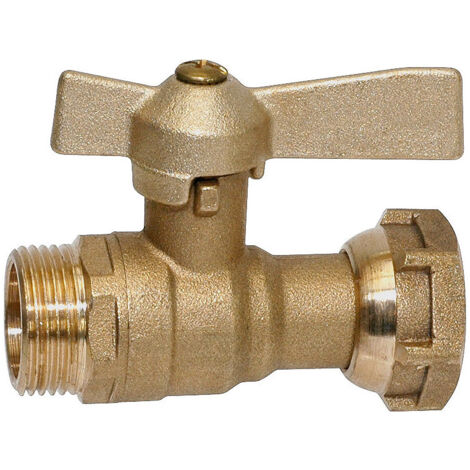 Robinet d'arrêt droit compteur GARIS Ref. 82-20-26 3/4" fem. x 1" mâle Laiton L=75mm (1/5)