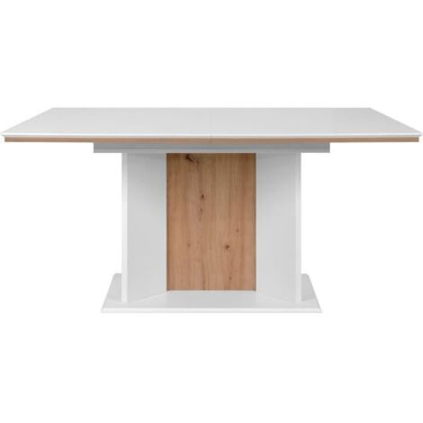 Table extensible - ARONA - Rectangulaire - 10 personnes - 160/200 x 76 x 90 cm - Blanc / chêne artisan (1/5)