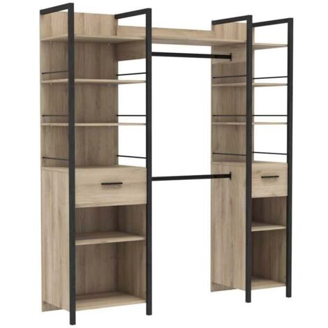 Kit dressing placard extensible - RIGA - Chene Kronberg / Noir mat - 179 x 47,9 x 207,5 cm - DEMEYERE (1/5)