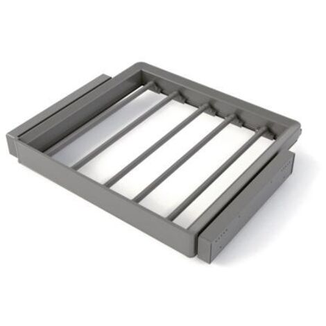 Emuca 7133752 Kit de porte pantalon à 7tringles et rack ajustable Quartz pour armoires, glissières extension totale et à fermet