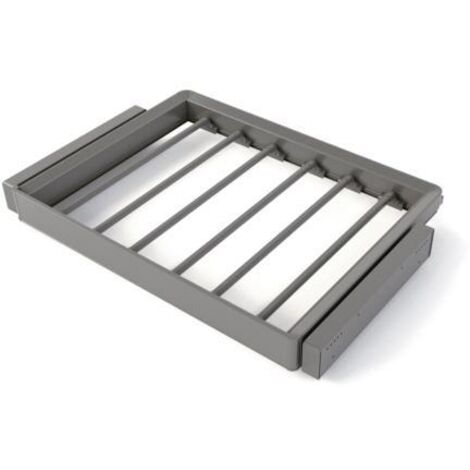 Emuca 7133852 Kit de porte pantalon à 7tringles et rack ajustable Quartz pour armoires, glissières extension totale et à fermet
