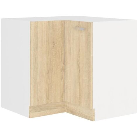 SARA Meuble bas d'angle - Décor chêne sonoma - L83xL83xP48xH82cm - Plan de travail non inclus (1/5)
