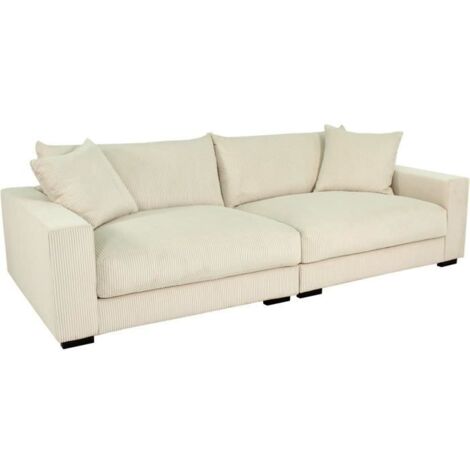 Canapé droit fixe - 4 places - PEDRO - Velours côtelé Beige - 261 x 124 x 82.5 cm (1/5)