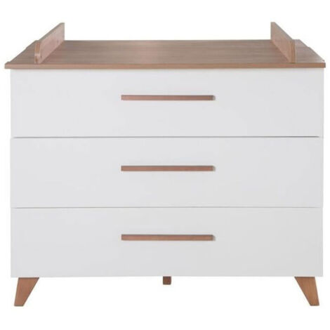 Commode a langer - ROBA - OLE - 3 tiroirs - Chene foncé / blanc