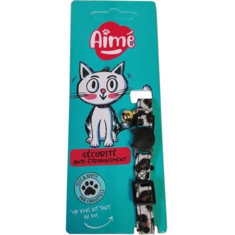 Collier pour chat - AIME - Savane - Fleurs multicolores, grelot vert (1/4)