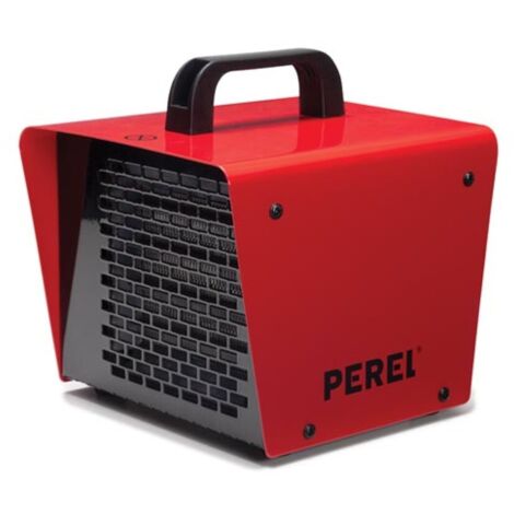 Perel Chauffage soufflant électrique 2000W avec 2 niveaux de chaleur et thermostat, élément PTC, fonction refroidissement, protection IP24, compact et portable pour atelier ou garage (1/4)