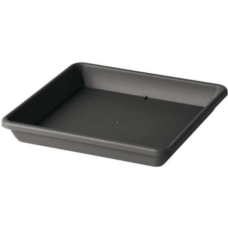 DEROMA Soucoupe carré pour pot de fleurs Day R anthracite - Coloris gris anthracite - 38cm