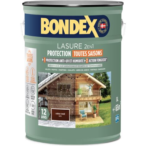 Lasure 2en1 Protection Toutes Saisons 12 ans - 5L - Chêne Moyen - Bondex