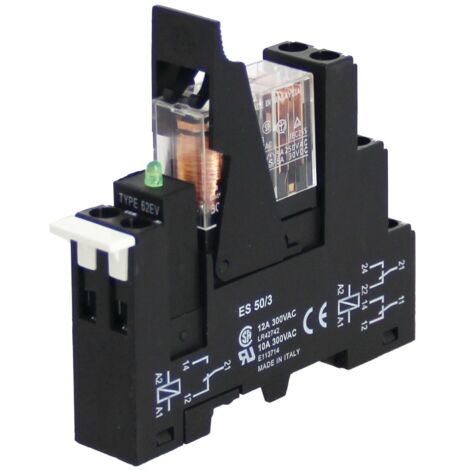 Module relais plug-in CABUR XCM2A024 24 VAC 2RT 8A avec support et LED (1/2)