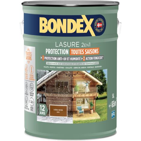 Lasure 2en1 Protection Toutes Saisons 12 ans - 5L - Chêne Foncé - Bondex (1/2)