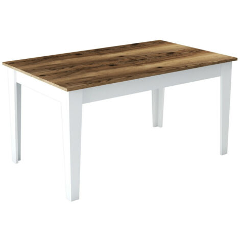 Tavolo Kailua B100, Noce + Bianco, 75x88x145cm, Truciolare laminato (1/5)