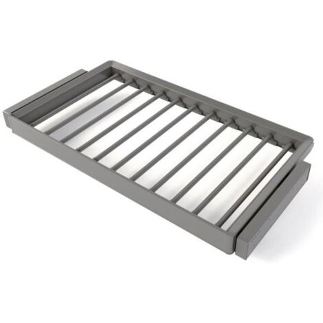 Emuca 7134052 Kit de porte pantalon à 7tringles et rack ajustable Quartz pour armoires, glissières extension totale et à fermet