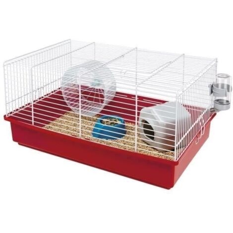 Cage hamster 462923 cm- Une roue, une mangeoire, une maisonnette, un abreuvoir - FERPLAST (1/5)
