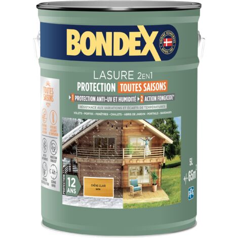 Lasure 2en1 Protection Toutes Saisons 12 ans - 5L - Chêne Clair - Bondex
