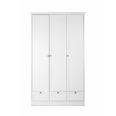 CALICOSY - Armoire 3 portes et 3 tiroirs blanc L120 cm - LANDWOOD (1/5)