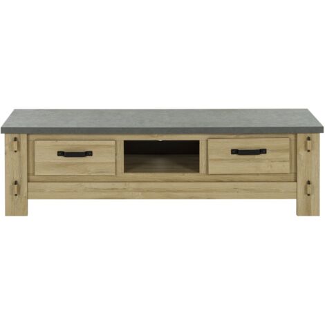 Meuble TV BROCELIANDE chêne clair 172 x 50 x 49 cm – Finition lumineuse – Design intemporel pour salon chic – Gami (1/4)