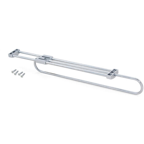 Emuca – Porte-vêtements extractible 450mm – Acier chromé et plastique gris métallisé – Capacité 15 kg – Installation simple par vissage