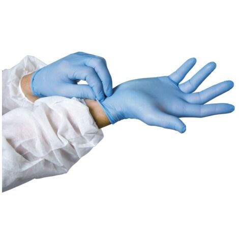 Boîte de 100 gants jetables nitrile poudrés bleu GAN327526 (1/2)