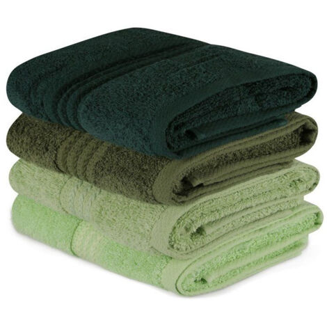 Serviette de toilette AUCUNE Lot de 4 100% coton 50 x 90 cm Vert