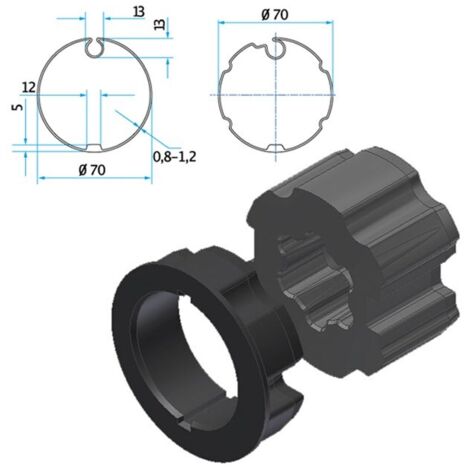 Bagues d'adaptation CHERUBINI A45050517 pour moteur Ø45 mm - pour tube ZF80