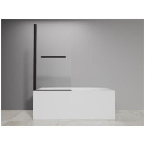 Porte de baignoire GELCO DESIGN MILA 80 x 140 cm Noir mat avec porte-serviettes 48 cm (1/4)