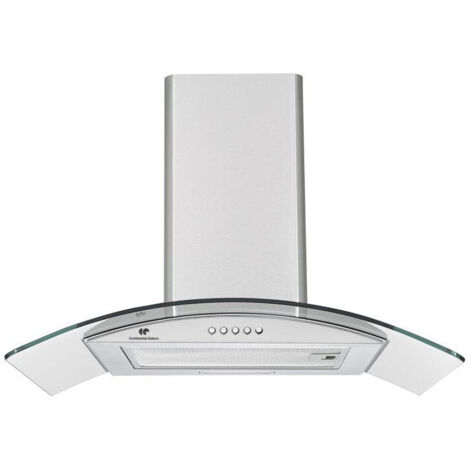 Continental Edison – Hotte décorative CEH60GS2 – 60 cm – Classe A – Aspiration recyclage/extraction – Inox et verre – Évacuation des graisses de cuisson