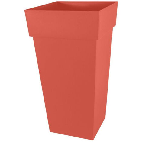 Pot de fleur Carré XXL - EDA - Toscane - 43 cm - 98 L - Intérieur / Extérieur - 43,3 x 43,3 x H. 80 cm - Orange Terre Battue