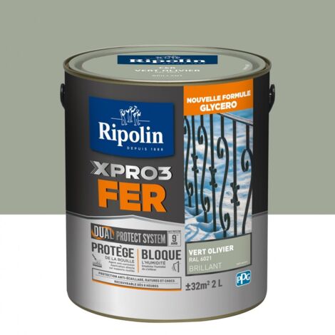Peinture fer extérieur / intérieur Xpro3 RIPOLIN vert olivier brillant 2 l