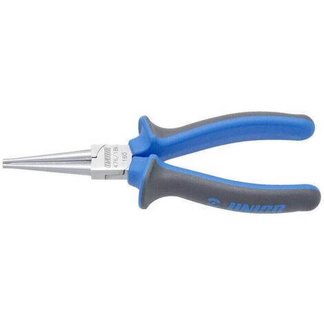 Pince à bec rond Unior 476/1BI 160 mm, poignées bi-matière bleu/gris (1/3)