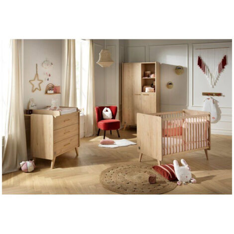 Commode à langer SAUTHON Arty 3 tiroirs avec plan à langer amovible Chêne Suave